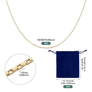 Bestewelry 19inch Real 14K Gold Plated Brass Chain Finished